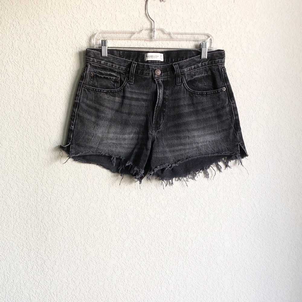Abercrombie and Fitch Mid Rise Boyfriend Shorts Black Wash Cutoff